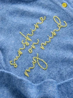 Next Chambray Blue Embellished Crew Neck Knitted Cardigan With Wool Best