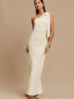 Next Champagne Bow One Shoulder Maxi Bridesmaid Dress Outlet