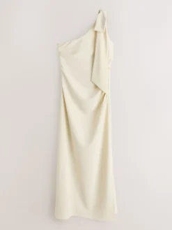 Next Champagne Bow One Shoulder Maxi Bridesmaid Dress Outlet