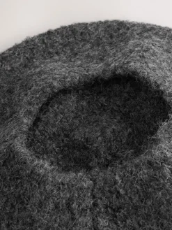 Next Charcoal Grey Knitted Boucle Beret Hat Hot