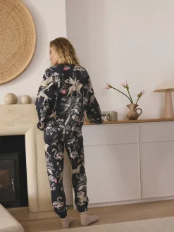 Next Charcoal Grey Leopard Long Sleeve Pyjamas New