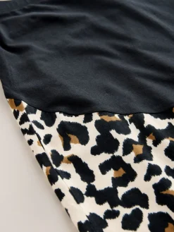 Next Maternity Short Sleeve Pyjamas Charcoal Grey Leopard