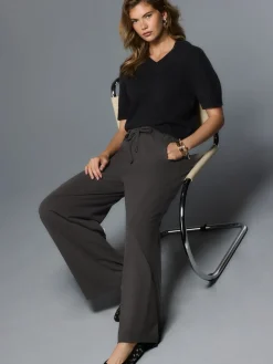 Next Wide Leg Jersey Joggers Charcoal Grey Sale