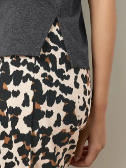 Next Charcoal Leopard Short Sleeve Pyjamas Clearance