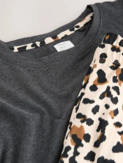 Next Charcoal Leopard Short Sleeve Pyjamas Clearance