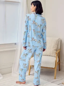 Chelsea Peers Blue Dalmation Dogs Print Long Pyjamas Set Outlet
