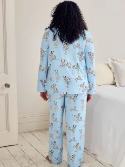 Chelsea Peers Blue Dalmation Dogs Print Long Pyjamas Set Outlet