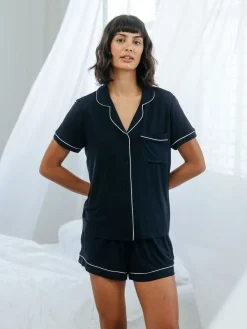 Chelsea Peers TENCEL™ Modal Short Button Up Pyjamas Set Blue Outlet