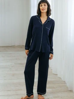 Chelsea Peers TENCEL™ Modal Long Button Up Pyjamas Set Blue Discount