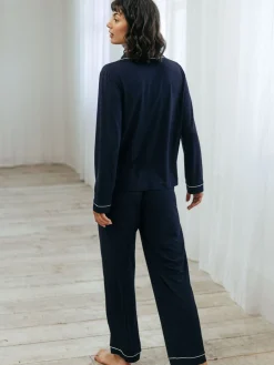 Chelsea Peers TENCEL™ Modal Long Button Up Pyjamas Set Blue Discount