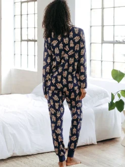 Chelsea Peers Blue Trouser Pyjamas Cockapoo Print Crewneck Long Pyjama Set Online