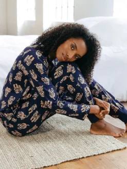 Chelsea Peers Blue Trouser Pyjamas Cockapoo Print Crewneck Long Pyjama Set Online