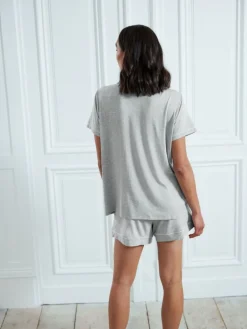Chelsea Peers Maternity TENCEL™ Modal Short Button Up Pyjamas Set Grey