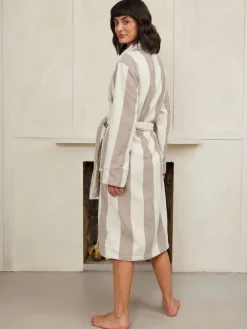 Chelsea Peers Natural Fleece Stripe Dressing Gown Best