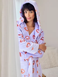 Chelsea Peers Purple Fleece Shrimp Heart Print Dressing Gown Best
