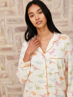 Chelsea Peers White Trouser Pyjamas Dinosaur Print Long Pyjama Set Online