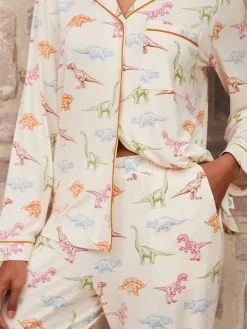 Chelsea Peers White Trouser Pyjamas Dinosaur Print Long Pyjama Set Online