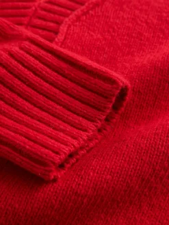 Next Cotton And Wool Blend Longline V-Neck Jumper Cherry Red Best