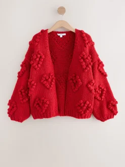 Next Cherry Red Hand Stitch Heart Detail Cardigan New