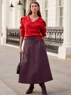 Next N.Premium 100% Lambswool Sailor Collar Jumper Cherry Red Best