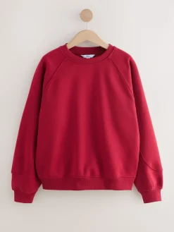Next Relaxed Fit Heavyweight Regular Crew Neck Sweatshirt Cherry Red Outlet