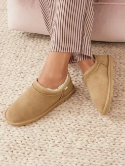 Next Suede Shoot Slippers Chestnut Brown Discount