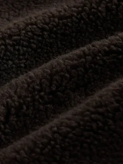 Next Borg Zip Through Fleece With Rib Collar Chocolate Brown