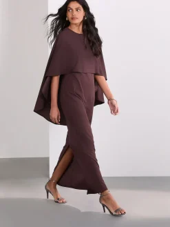Next Chocolate Brown Cape Maxi Dress Clearance