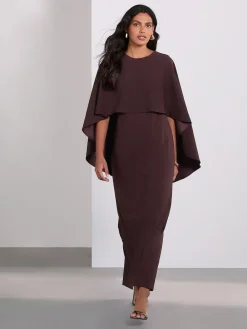 Next Chocolate Brown Cape Maxi Dress Clearance