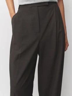 Next Chocolate Brown Check Double Pleat Straight Leg Trousers Best