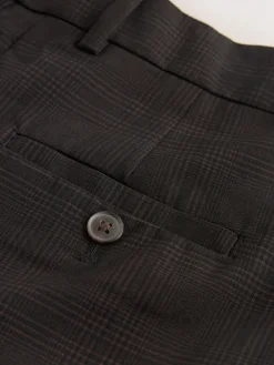 Next Chocolate Brown Check Double Pleat Straight Leg Trousers Best