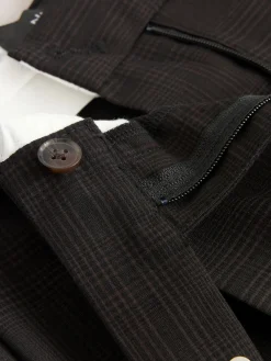 Next Chocolate Brown Check Double Pleat Straight Leg Trousers Best