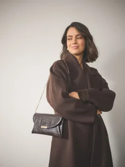 Next Clutch Bag Chocolate Brown Clearance