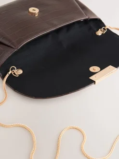 Next Clutch Bag Chocolate Brown Clearance