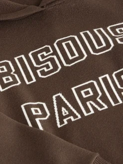 Next Compact Cosy Graphic Long Sleeve Hoodie Chocolate Brown Outlet