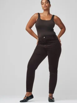 Next Cord Skinny Hourglass Trousers Chocolate Brown