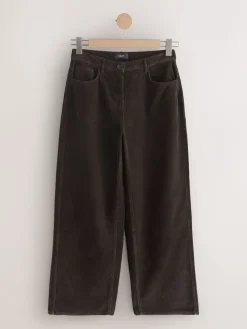 Next Cord Wide Leg Trousers Chocolate Brown Hot