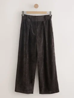 Next Cord Wide Leg Trousers Chocolate Brown Discount