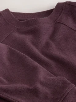 Next Cosy Crew Neck Jumper With Ribbed Detail Chocolate Brown