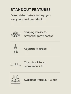 Next Chocolate Brown Crinkle Tummy Control DD+ Wired Swimsuit Sale