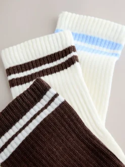 Next Chocolate Brown Cushion Sole Ribbed Sport Ankle Socks With Arch Support 3 Pack Online