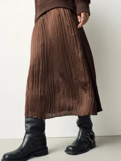 Next 2-In-1 Sweatshirt With Satin Midi Skirt Chocolate Brown Embroidery Outlet