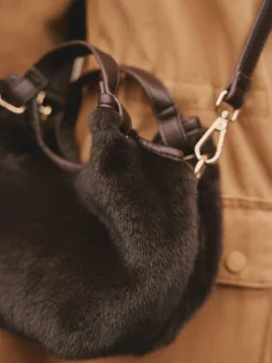 Next Faux Fur Cross-Body Bag Chocolate Brown Best