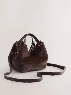 Next Faux Fur Cross-Body Bag Chocolate Brown Best