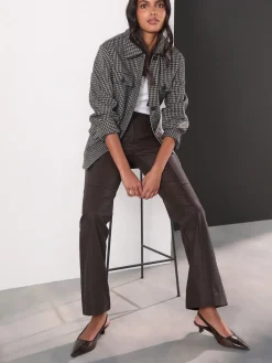 Next Chocolate Brown Faux Leather Flared Trousers Best