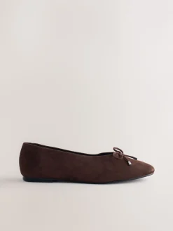 Next Forever Comfort® Suede High Cut Ballet Flats Chocolate Brown Clearance