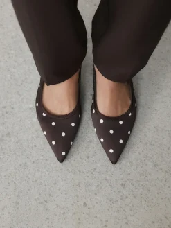 Next Forever Comfort® Polka Dot Point Slingback Heels Chocolate Brown Best