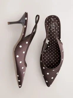 Next Forever Comfort® Polka Dot Point Slingback Heels Chocolate Brown Best