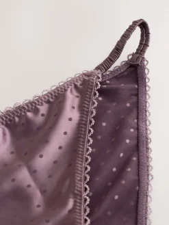 Next High Shine Spot Tanga Knickers Chocolate Brown Clearance