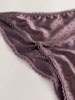 Next High Shine Spot Tanga Knickers Chocolate Brown Clearance